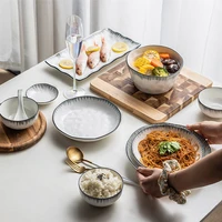 japanese dish set household tableware single soup bowl dish plate rice bowl dinner plate soup spoon combination dinnerware set