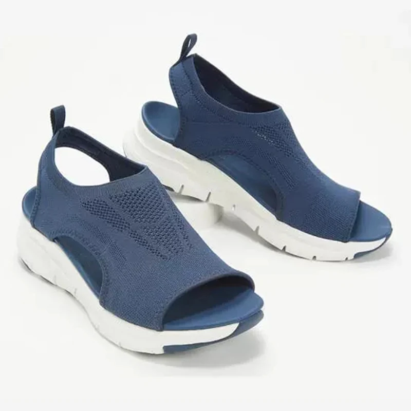 

Women Sandals Mesh Casual Ladies Wedge Shoes Solid Color Platform Slip-On Female Sandalias Soft Thick Bottom Mujer