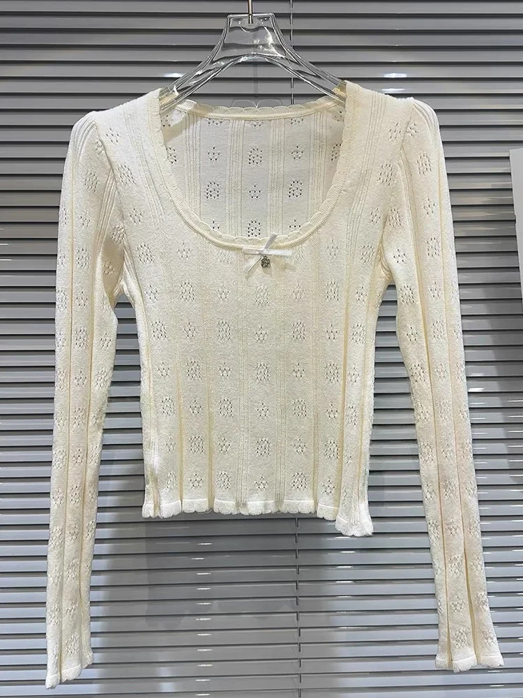  23 осенняя новая одежда King Black Letter вязаная женская рубашка с длинными рукавами и