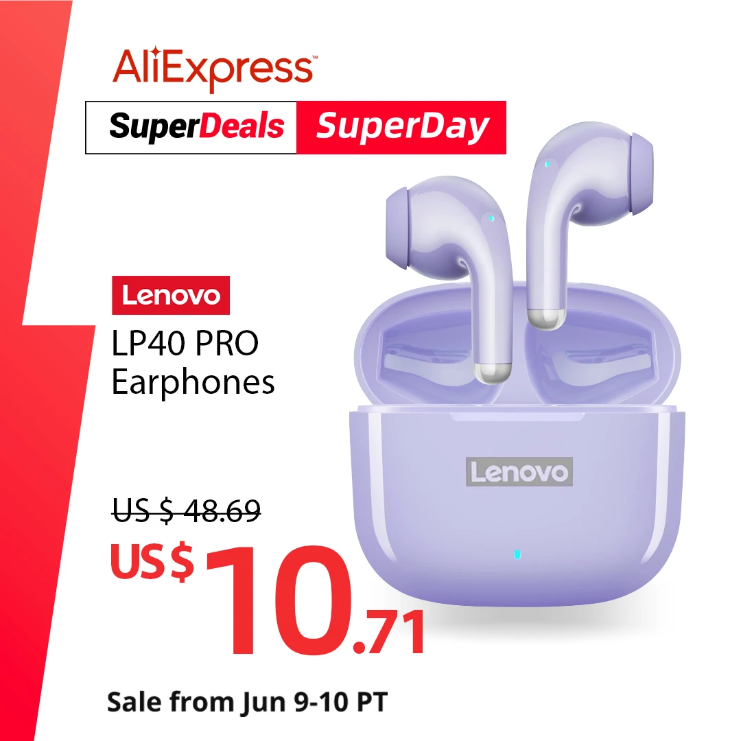 

Original Lenovo LP40 Pro TWS Earphones Wireless Bluetooth 5.1 Sport Noise Reduction Headphones Touch Control 250mAH 2022 New
