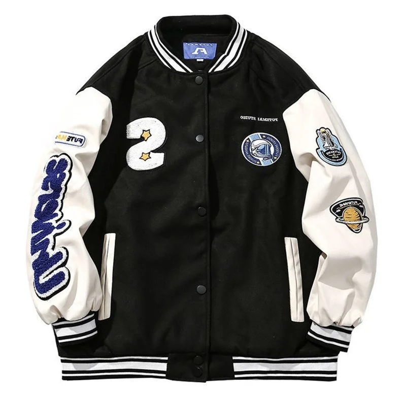 

Fashion Unisex Varsity Baseball Jacket With Embroidery Oversized Hip Hop Letterman Coat Hi Street College Outerwear For Couples