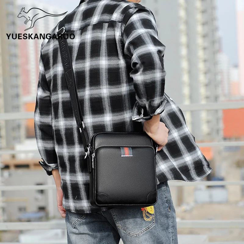 High Quality Genuine Leather Men's Shoulder Bag Business Male Zipper Crossbody Luxury Waterproof Messenger Bag For Man
