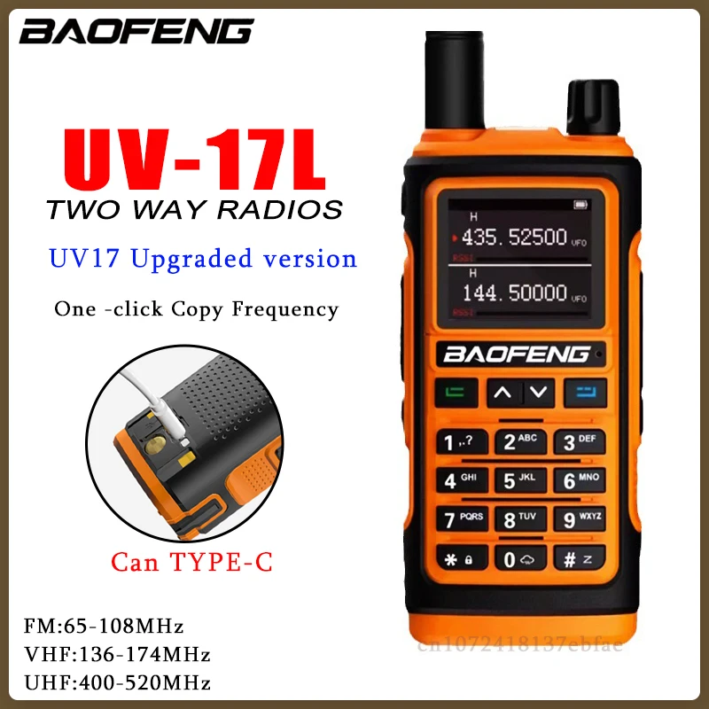 Baofeng UV17L Walkie Talkie Type-C Портативная функция сканера радиолюбителей дальнего