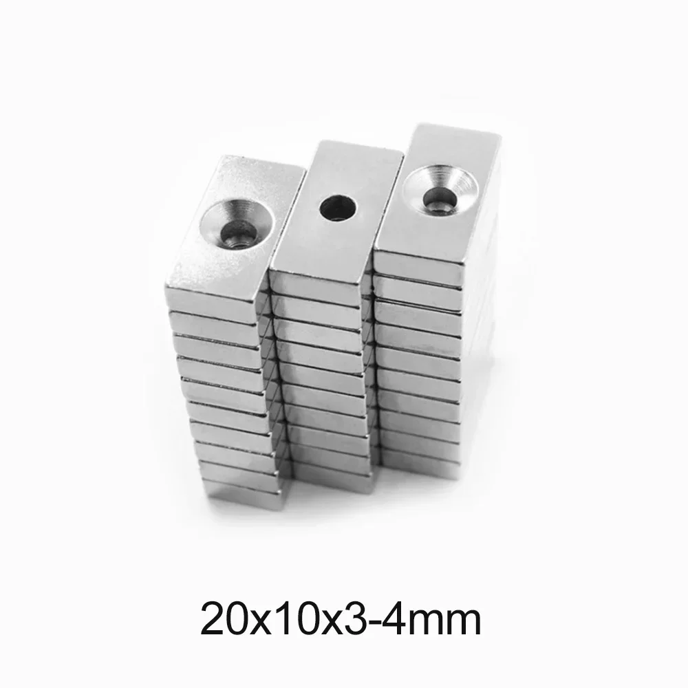20x10x3-4 мм блок с потайной головкой поисковый магнит отверстие 4 лист сильные