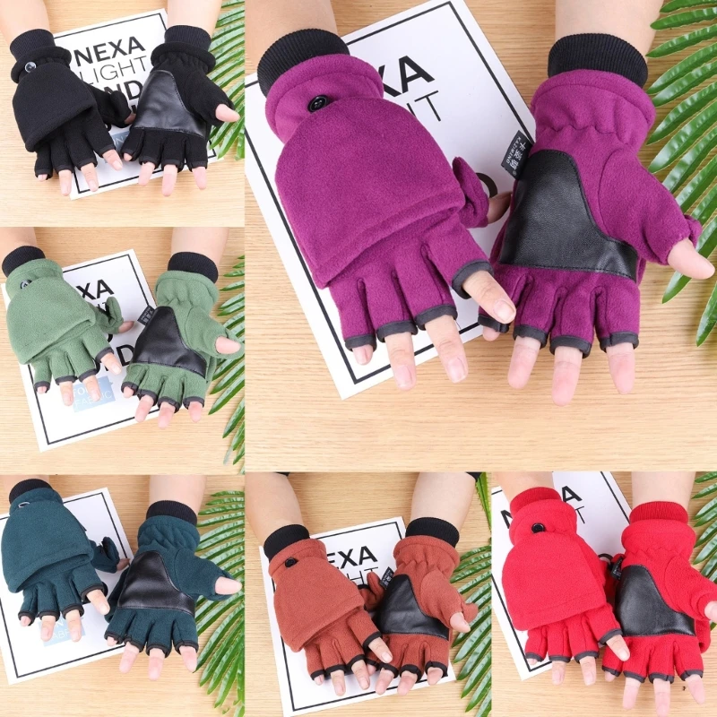 

Зимние теплые перчатки без пальцев с отверстием для большого пальца, флисовые зимние теплые мягкие перчатки
