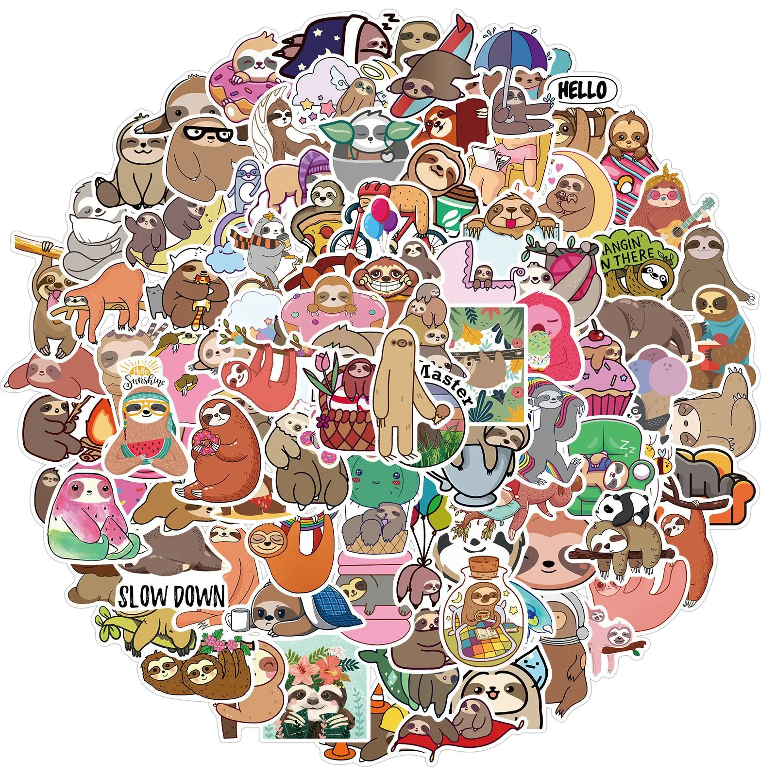 

10/30/50/100pcs Cute Lazy Sloths Waterproof Stickers Scrapbooking Journaling Diary Stationery Stickers Travel Luggage Sticker