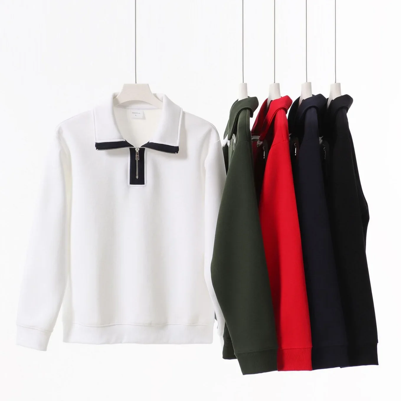 Модная брендовая хлопковая толстовка-поло в американском стиле с полумолнией и