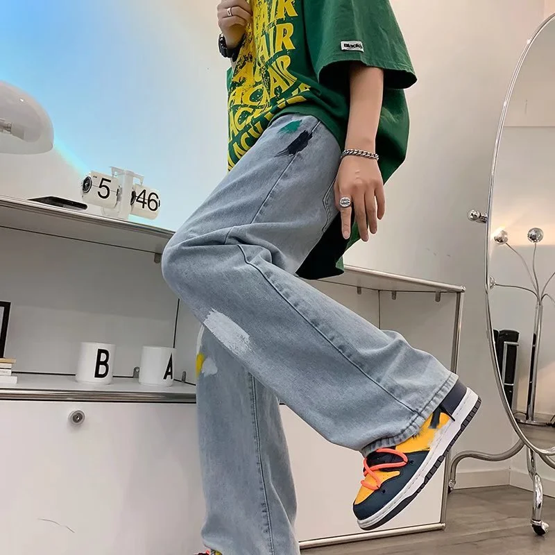 Baggy Jeans for Men Street Style Denim Trousers Fashion Elastic Waist Jogger Pants Man Harajuku Streetwear Plus Size Y2K Clothes