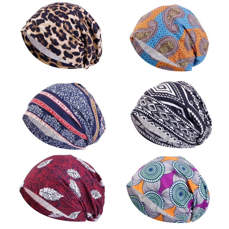 

African Turban Flower Knot Pre-Tied Bonnet Beanie Headwrap Trendy Bohemia Forehead Printed Twisted India's Hat for Women
