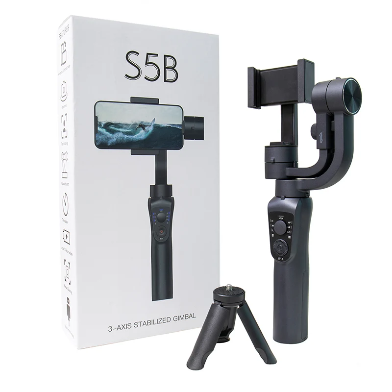 

2022 Hot Sale 3 Axis Handheld Gimbal S5B Camera Stabilizer With Tripod Face Tracking via App Selfie Stick Gimbal Stabilizer