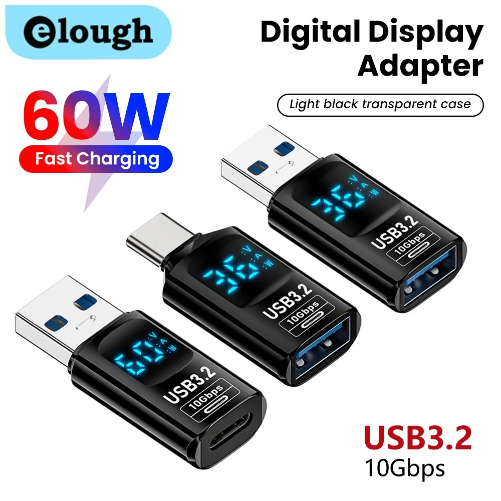Фото Elough USB3.2 Адаптер USB-Type C OTG 10 Гбит/с Передача данных QC36W PD60W Быстрая зарядка для iPhone 16/15 Samsung adaptador tipo c №1