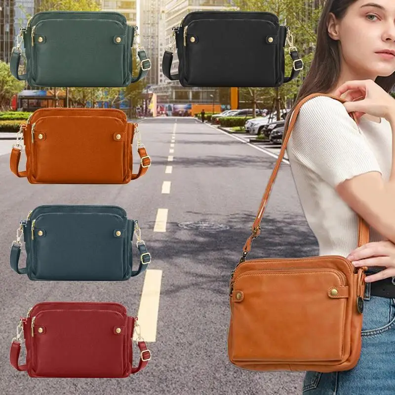 

Three Layer Pocket Women Crossbody Bags Women High Capacity Shoulder Bag Female PU Leather Handbag Women Messenger Pouch