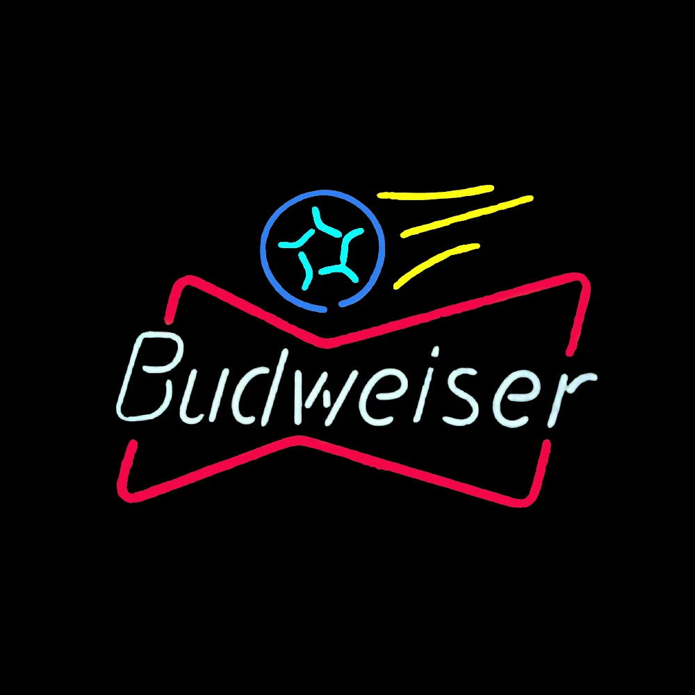 

Budweiser Bowtie Soccer Custom Handmade Real Glass Tube Beer Bar Football Store Advertise Decor Display Neon Sign Light 17"X14"