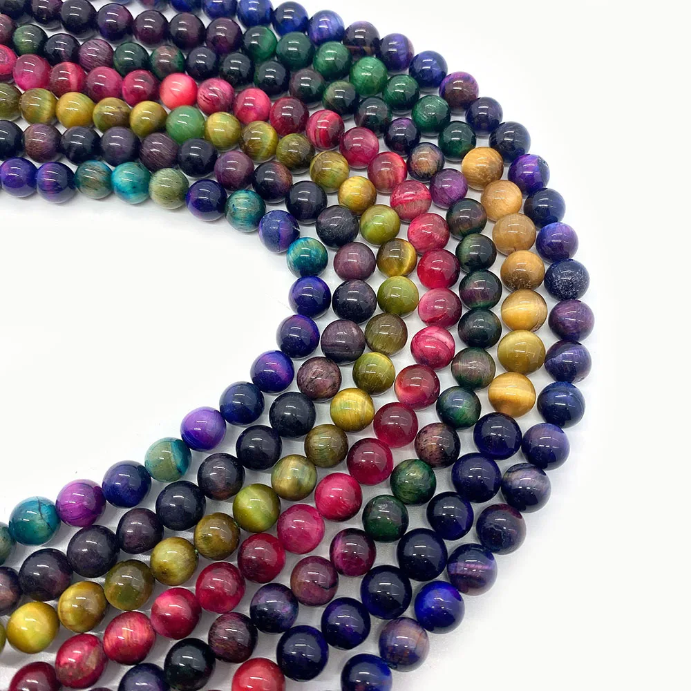 

Красочные Бусины из натурального камня тигровый глаз, круглые мелкие Бусины россыпью для изготовления ювелирных изделий «сделай сам», шарм...