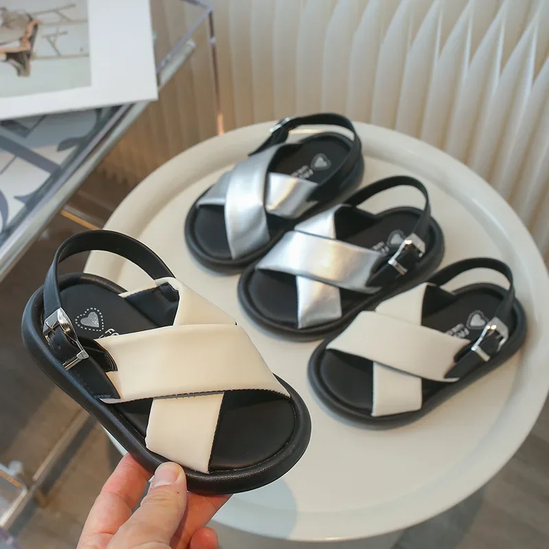 Сандалии детские Нескользящие на толстой подошве с перекрестной шнуровкой