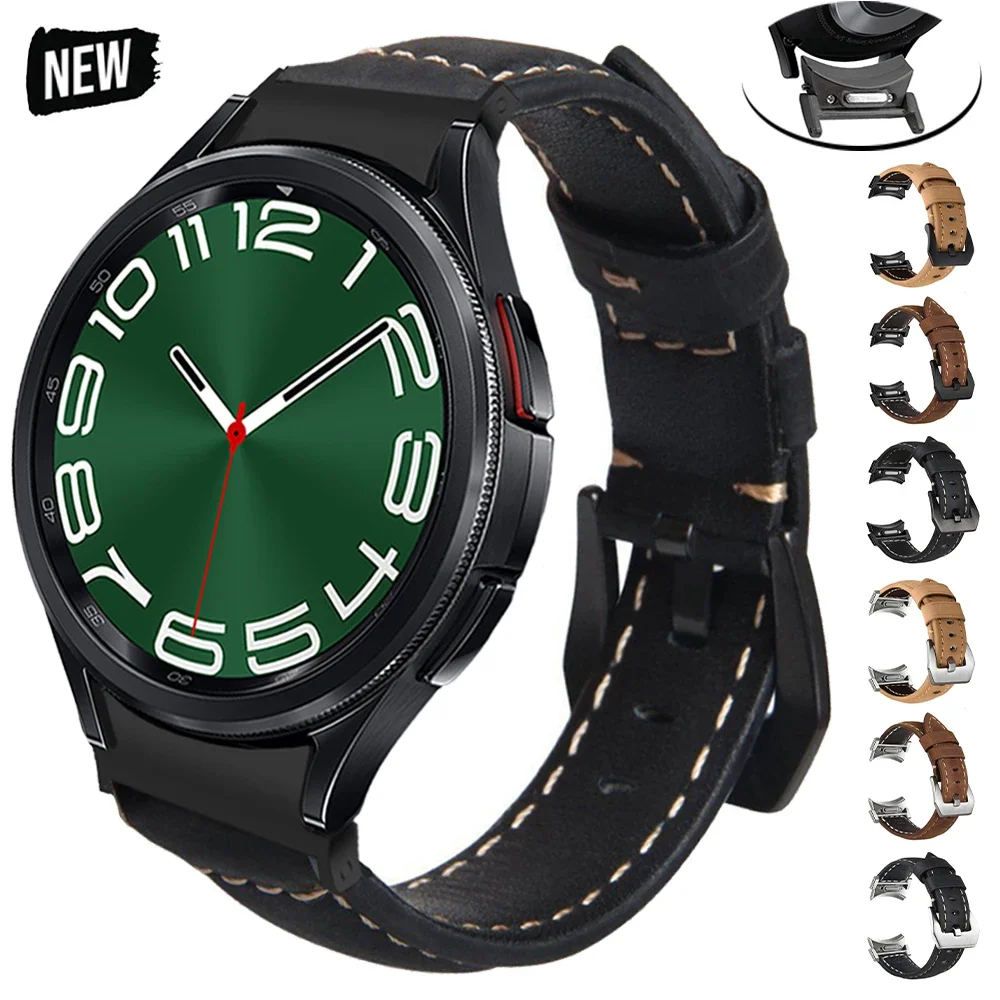 

Ремешок из натуральной кожи для Samsung Galaxy Watch 6 Classic, быстросъемный браслет для наручных часов, 47 мм 43 мм, 6 44 мм 40 мм, Galaxy Watch 5 Pro