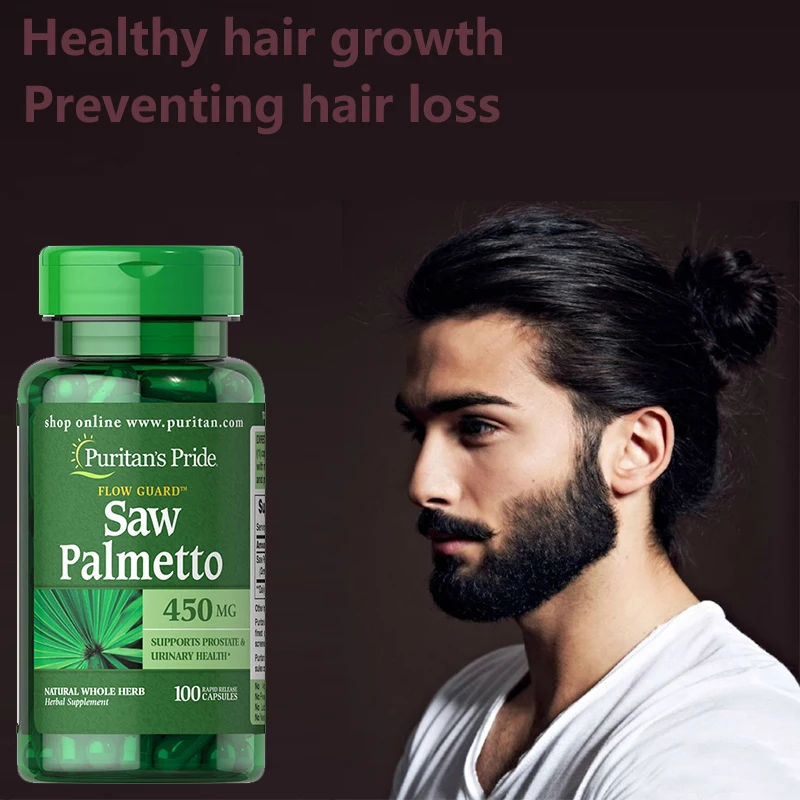 

100 Pills Saw Palm Capsules 450mg Anterior Gland Health Hair Growth and Hair Loss Prevention Male Health Products free shipping