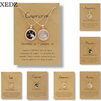 creative fashion 12 constellation necklace day and night taurus gemini leo necklace zodiac round pendant couple jewelry gift