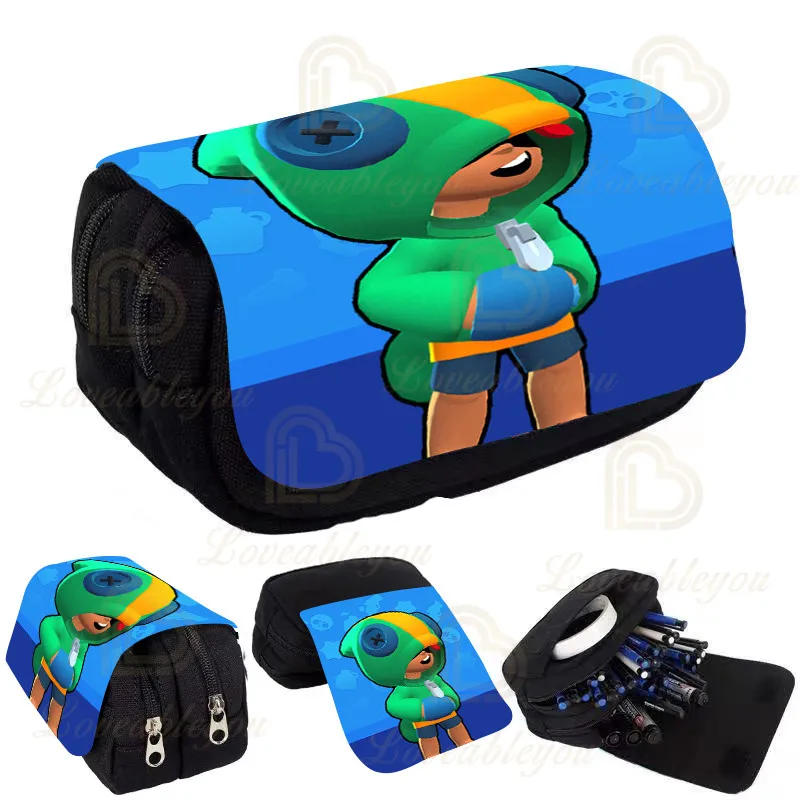 

Kids Pencil Box Shoot Stars Print Pencil Case Game Canvas Stretch Double Layer Large Capacity Cute School Stationery