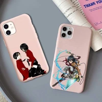 yndfcnb attack on titan phone case for iphone 11 12 13 mini pro xs max 8 7 6 6s plus x xr solid candy color case
