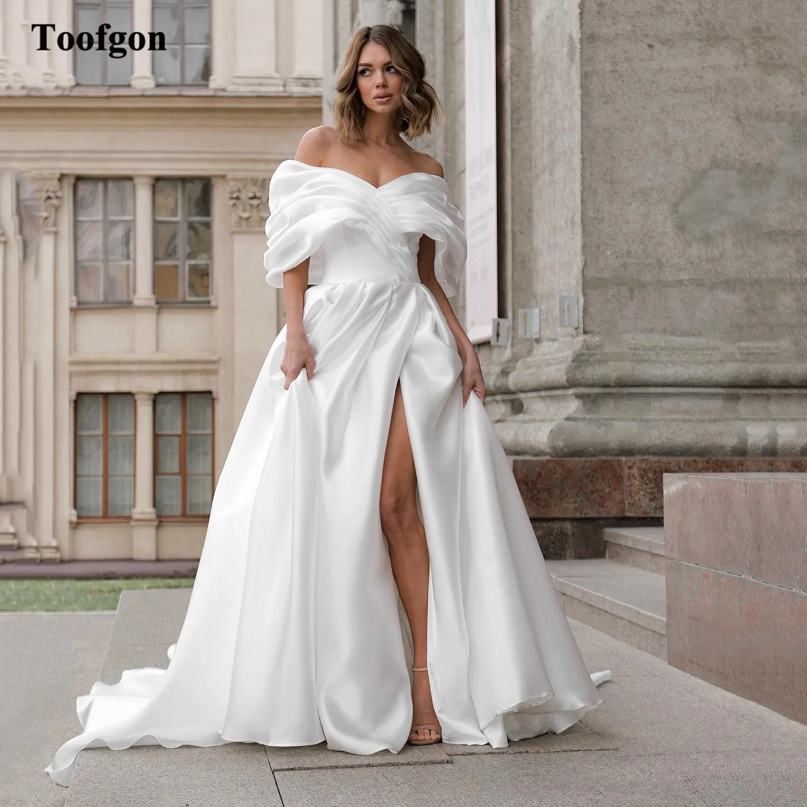 

Женское свадебное платье с разрезом, а-силуэт