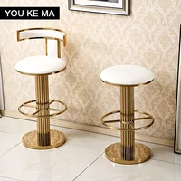 Counter Height Bar Stools with Back, Modern Barstools Island Chair with Polished Gold Stainless Steel and Comfortable Cushion