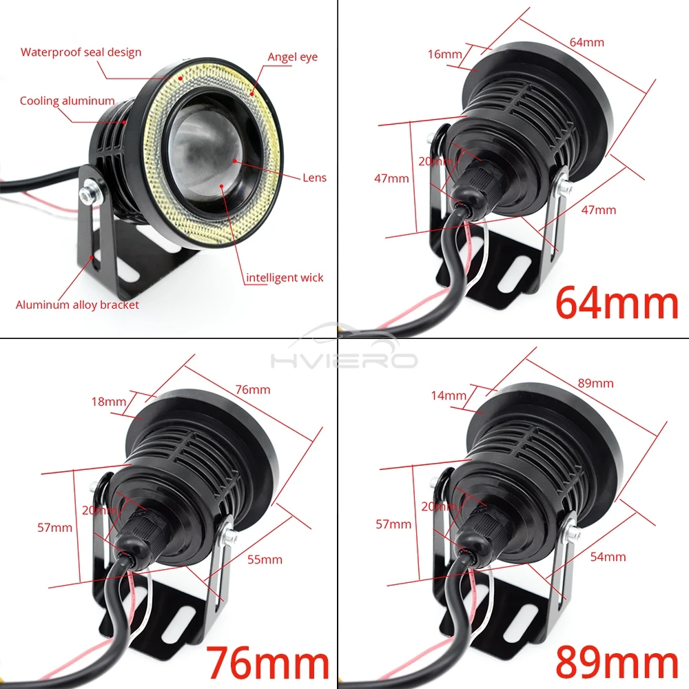 2X30 Вт Автомобильные Противотуманные Фары DRL COB ангельские Глазки 64/76/89 Мм