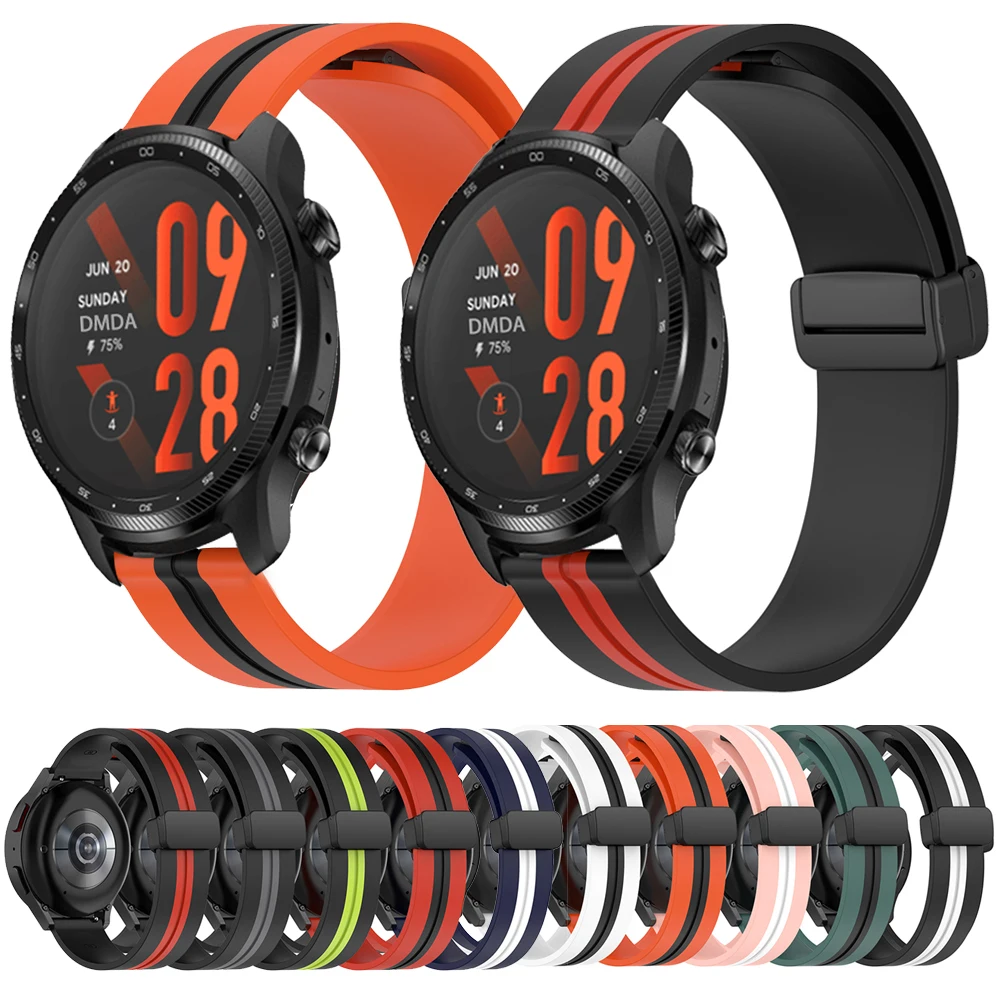

Ремешок силиконовый с магнитной застежкой для TicWatch Pro 3 Ultra GPS/LTE, браслет для наручных часов TicWatch GTX/GTH/S2/E3, 20/22 мм