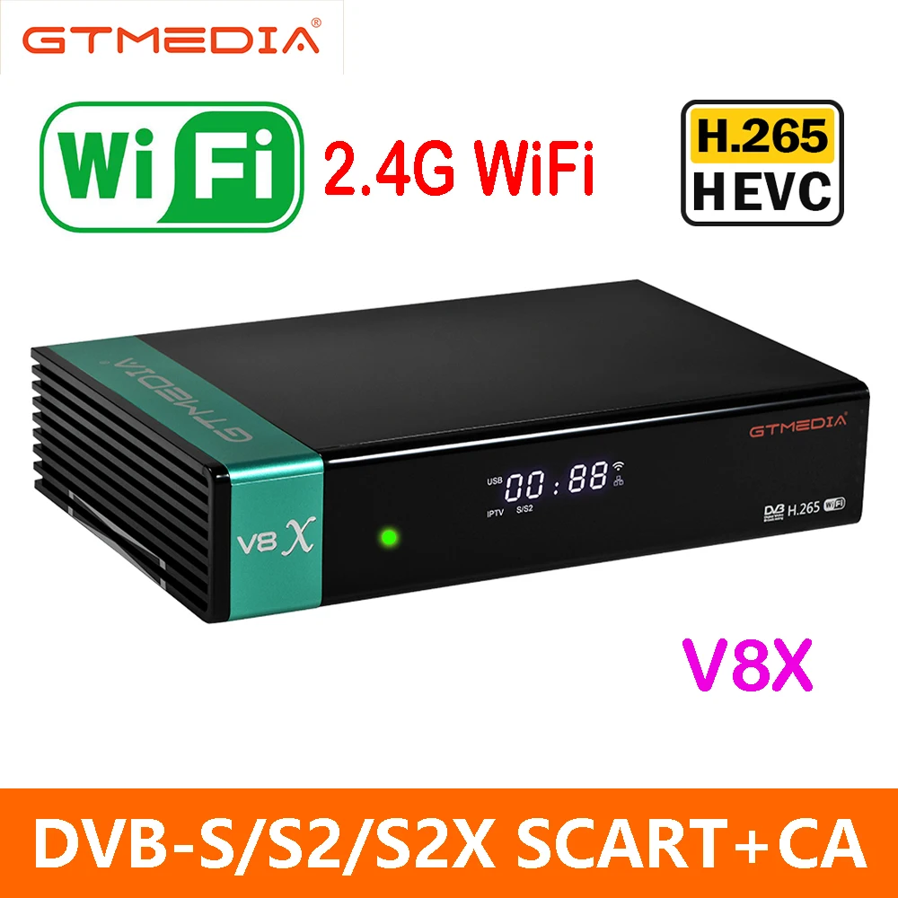 DVB S2X спутниковый ТВ приемник GTmedia V8X Поддержка Авто ролл PowerVu RJ45 встроенный WIFI Cline