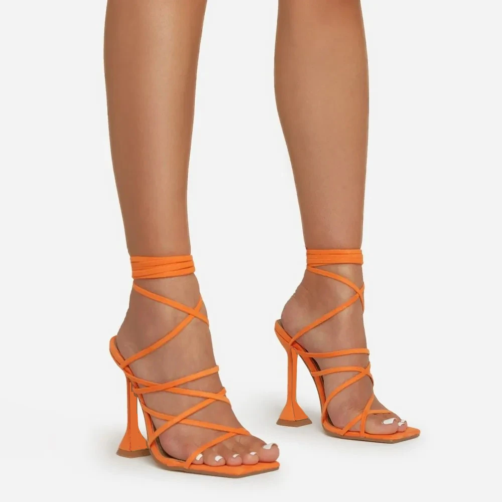 

2022 NEW Sexy clear crytal heel women pumps ankle cross strap sandals shoes woman ladies square toe high heels dress party shoes