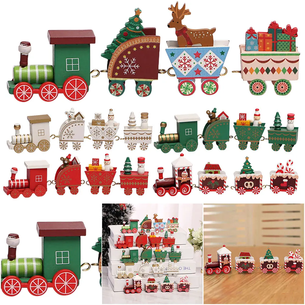 Рождественский деревянный мини-поезд набор декораций рождественский настольный