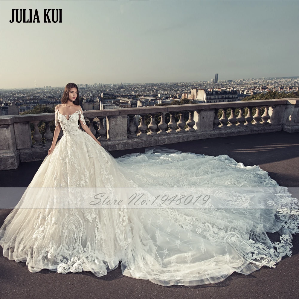 JULIA KUI Кружевное бальное платье с аппликацией