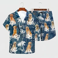 shirt summer golden retriever hawaiian set 3d printed hawaii shirt beach shorts men for women funny dog clothes