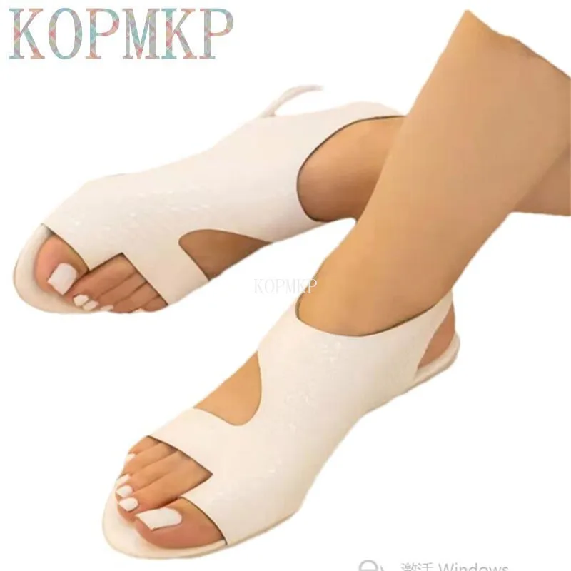 

GLADIATOR Outdoors Summer Sandals Woman Comfort Ankle Strappy Party Shoes Golden Flat Heels Toe Post Shoes Open Toe Zapatos 43