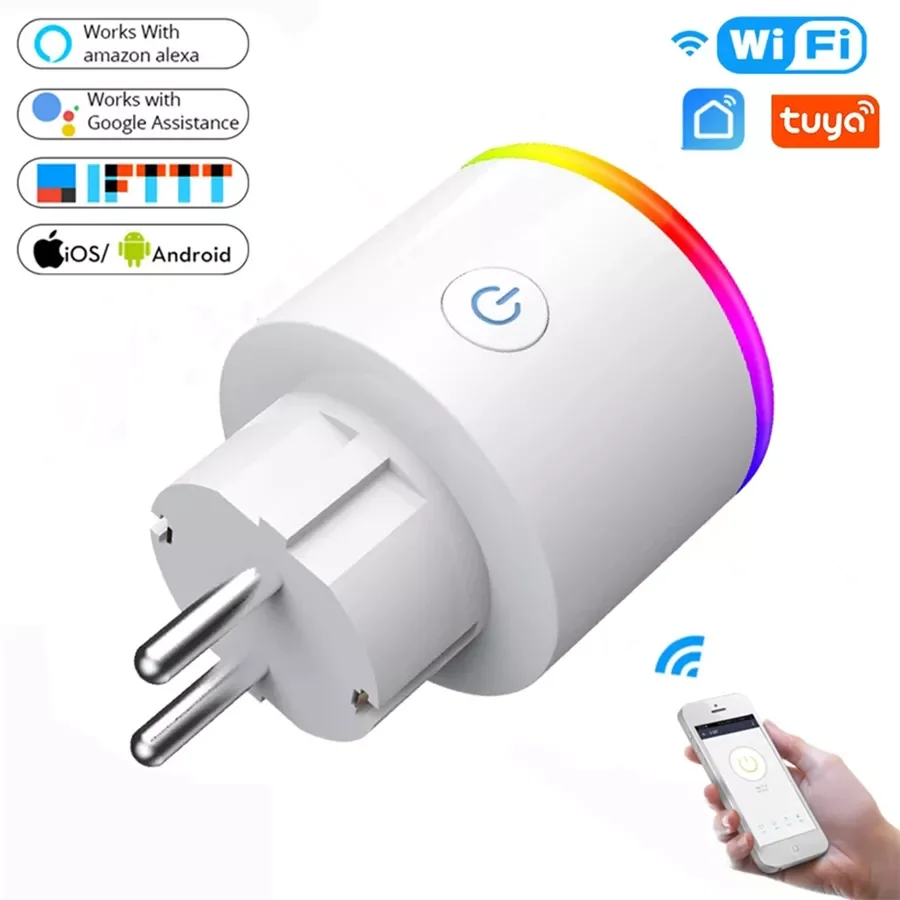

WiFi Smart Plug 16A EU Adaptor LED Wireless Remote Voice Control Power Energy Monitor Outlet Timer Socket for Alexa Google Home