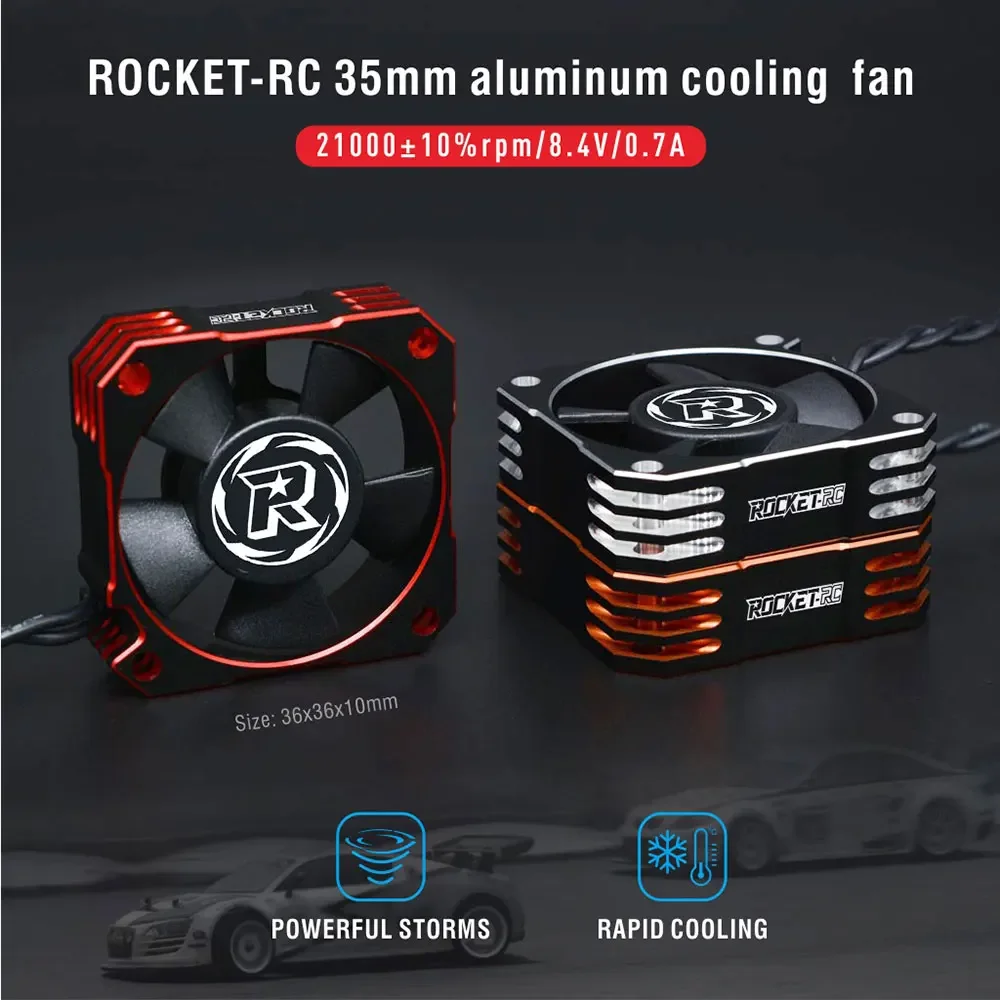 Фото ROCKET-RC 30 мм 35 мм 40 мм 50 мм Вентилятор охлаждения двигателя Металл 28000/21000/16000/10000 об/мин для 1/10 1/8 1/12 RC Car 540/550/3650 Игрушечная часть №3