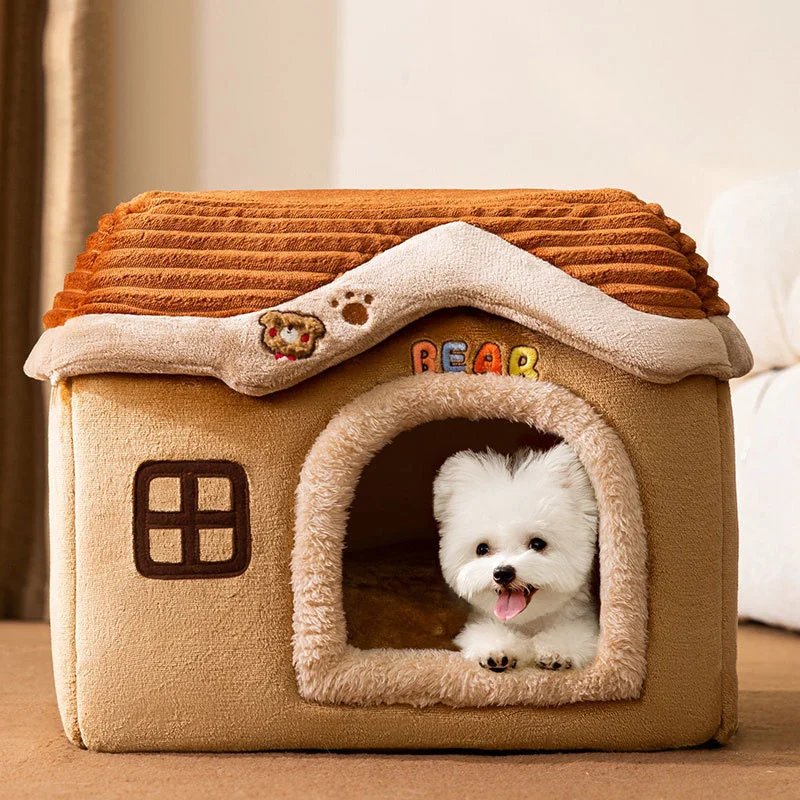 

Dog House Kennel Pet Bed Enclosed Soft Cushion Cozy Cats Beds Washable Puppy Mat Cave for Small Medium Large Dogs Basket CW39