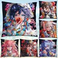 genshin impact noelle anime pillowcase for pillows kawaii aether throw pillow cover decorative pillow for bed aesthetic 45x45 cm