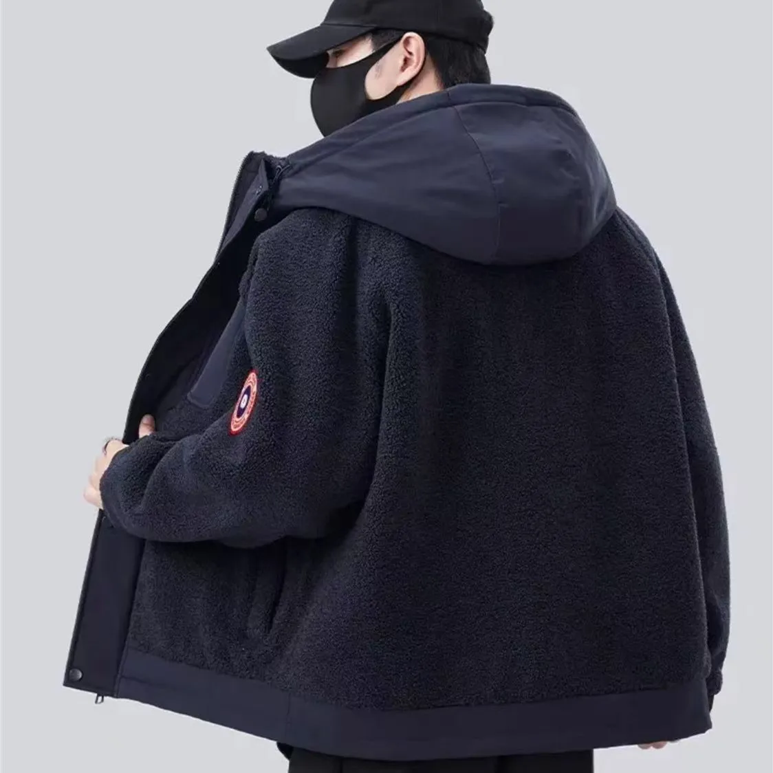 Autumn and Winter New Men's Fashion Brand Granular Fleece Outerwear Thick Warm Hood Cotton Added Jacket COUPLE'S Cott...