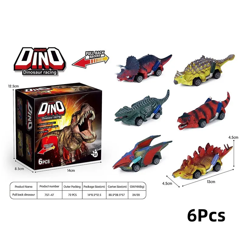 

Children's Toy Car Dinosaur Warrior Car 6PCS Mini Toy Simulating Triceratops Tyrannosaurus Rex Children's Boy Toy