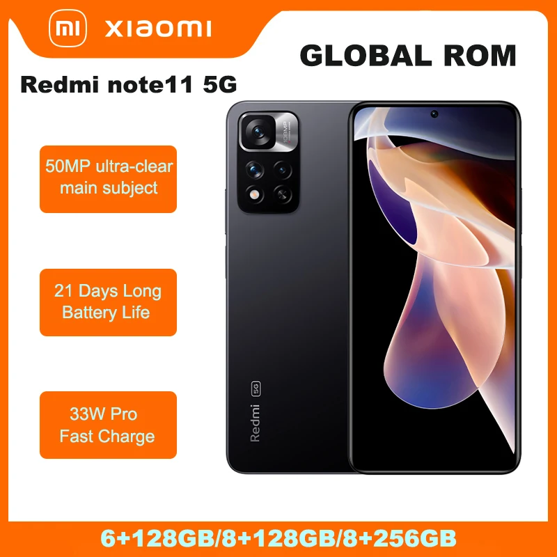 Global Rom Xiaomi Redmi Note 11 5G Smartphone 6.6'' FHD 90Hz Dimensity810 Octa Core 5000mAh Battery 6+128GB 8+128GB 8+258GB