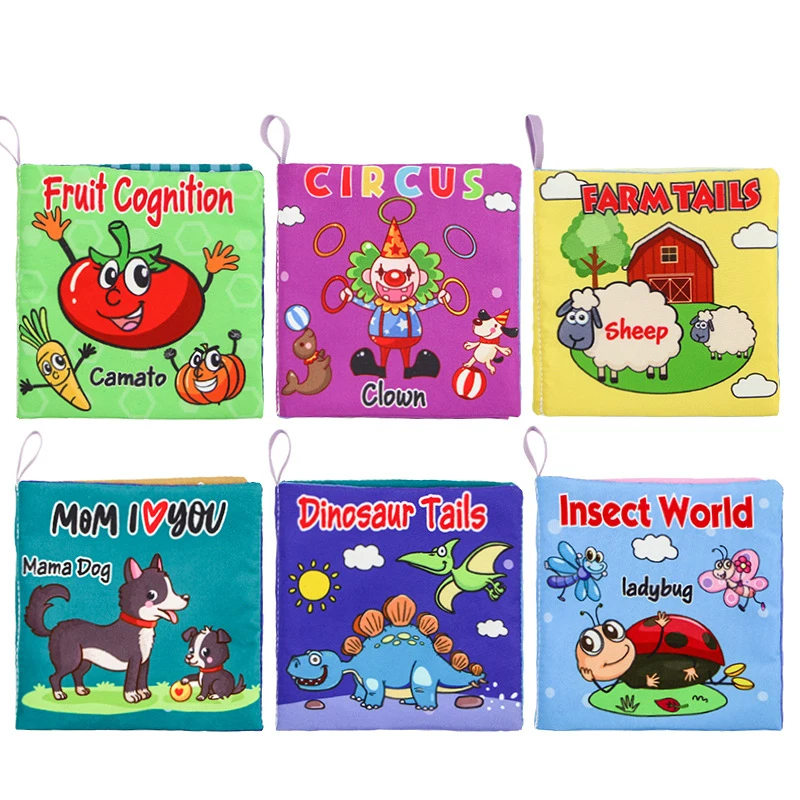 

Книги Монтессори детские тканевые сенсорные, книжка на детскую коляску, подвесные погремушки, игрушки, мягкие книжки для младенцев, Игрушки...