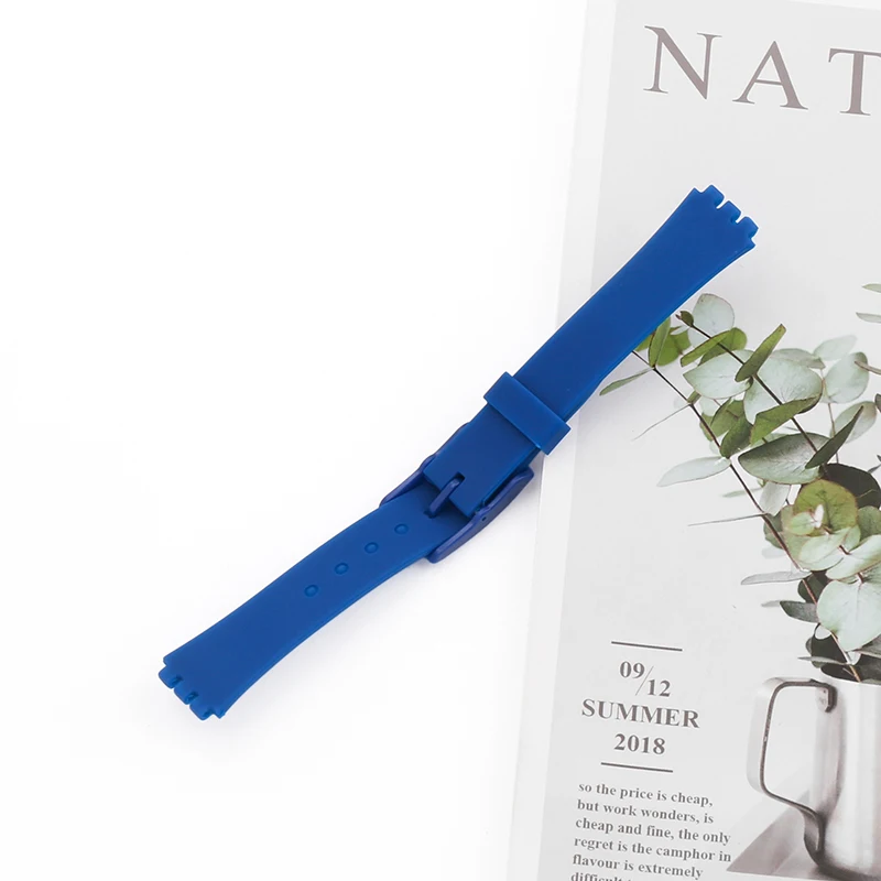 Silicone strap suitable for swatch 12mm short color children's women's strap needle buckle watch accessories