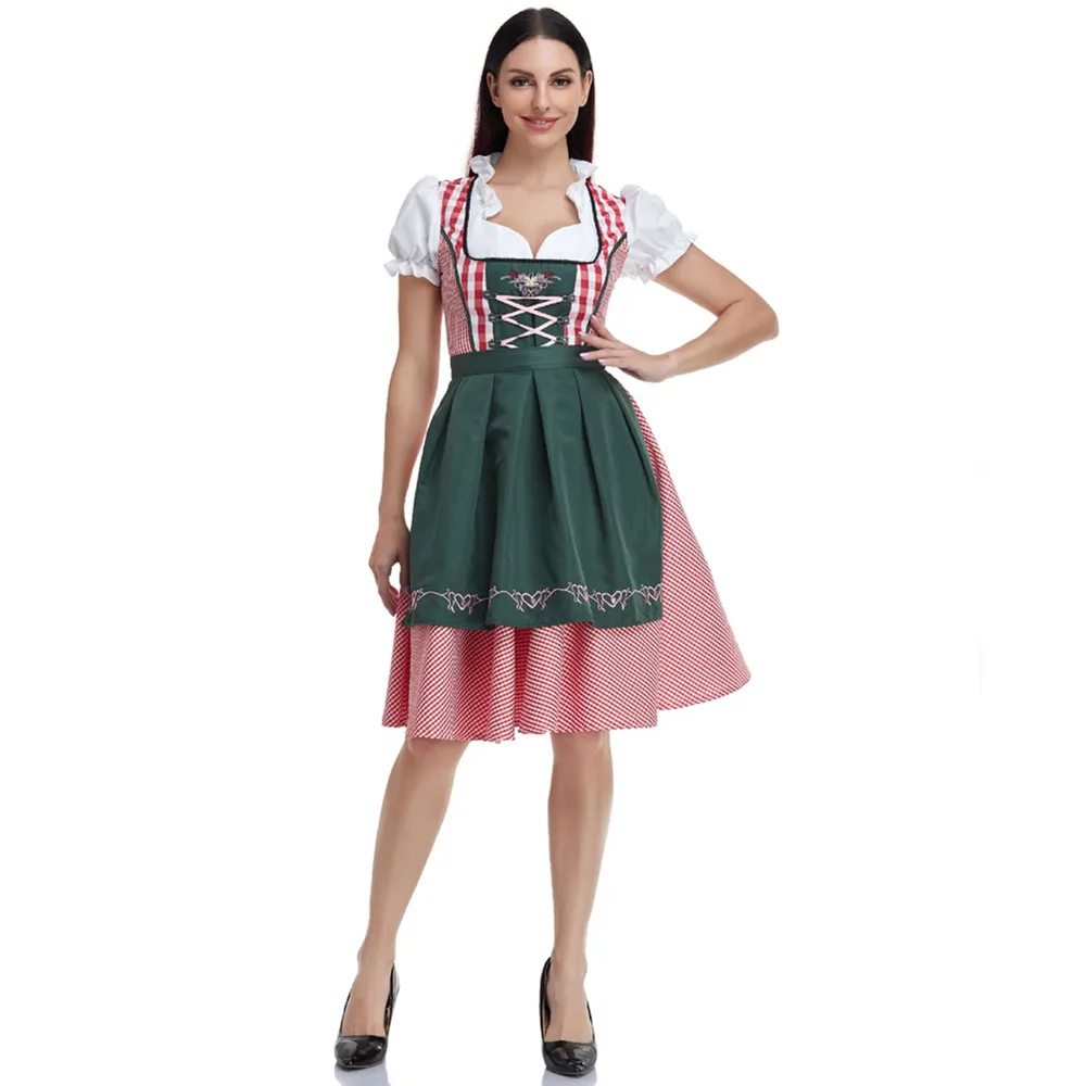 

[ Gemany Size ] Women's German Dirndl Dress Costumes Set for Bavarian Oktoberfest Beer Wench Cosplay Halloween Carnival