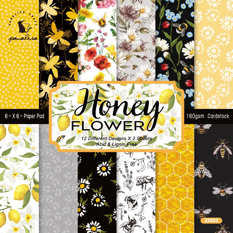 

Honey Flower 12Sheets Random Style Scrapbooking Pads Paper Pack Origami Art Background Decorative Paper Card Making Paper Craft