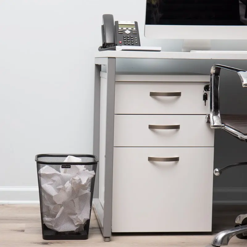 

Discerning Collection of 4 Black Metal Waste Paper Baskets for Neat Home Organization and Style.