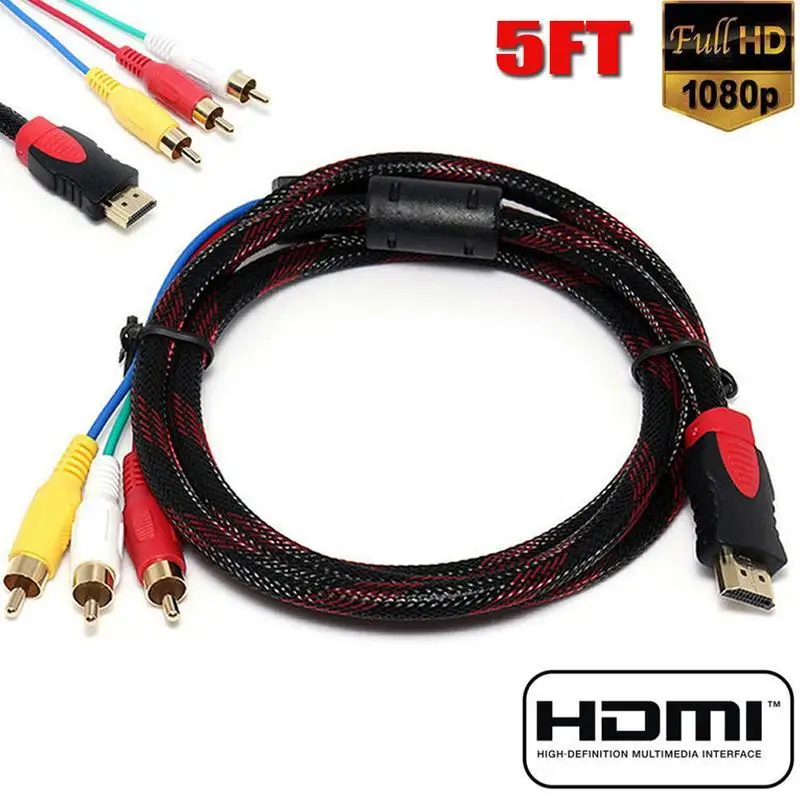 

HDMI-совместимый с 3-RCA Видео Аудио AV компонентный конвертер Адаптерный кабель для HD TV только для плееров к телевизору