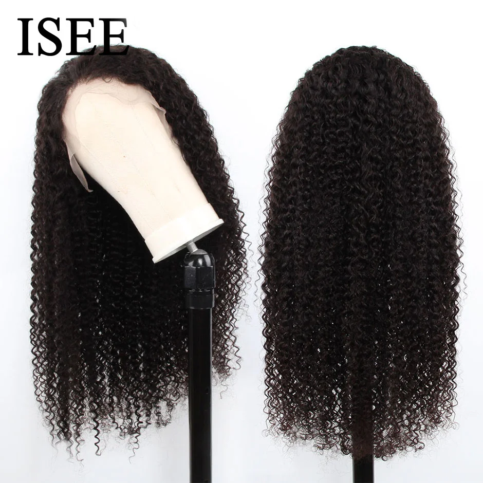 

ISEE волосы Monglian кудрявые 4X4 закрытие шнурка парик 180% плотность 40 дюймов человеческие волосы парики для женщин длинные вьющиеся человеческие ...