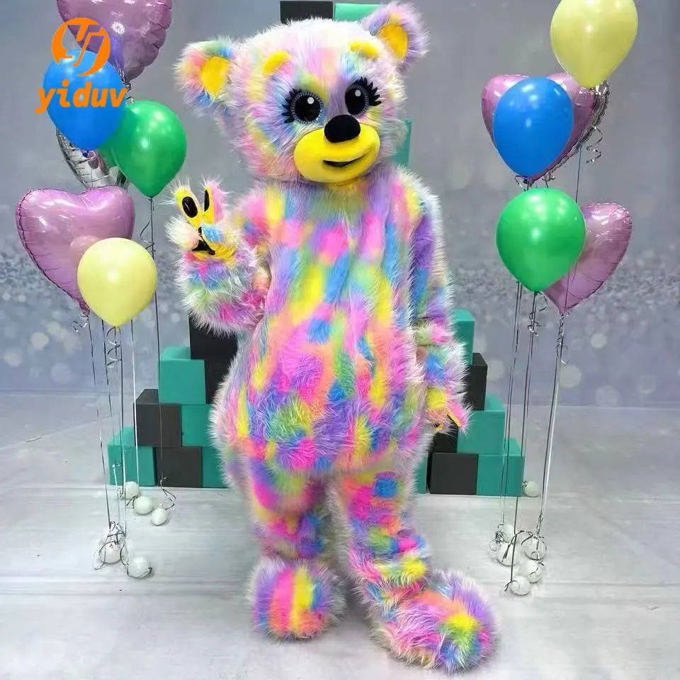 Красочный костюм талисмана плюшевого мишки милый свадебный медведь реквизит для