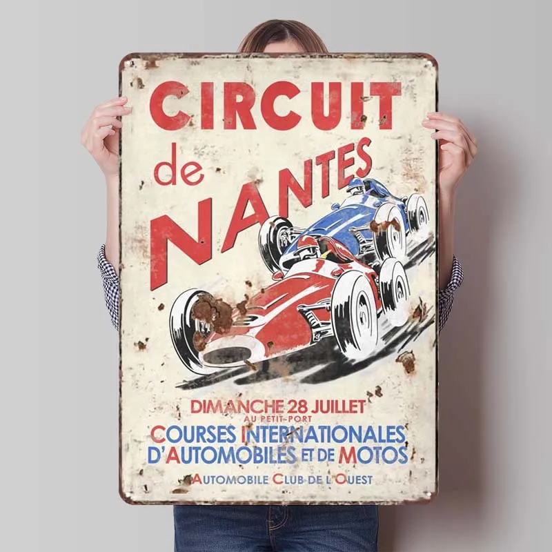 Винтажный Ржавый металлический знак Nantes Grand Prix металлическая Настенная роспись